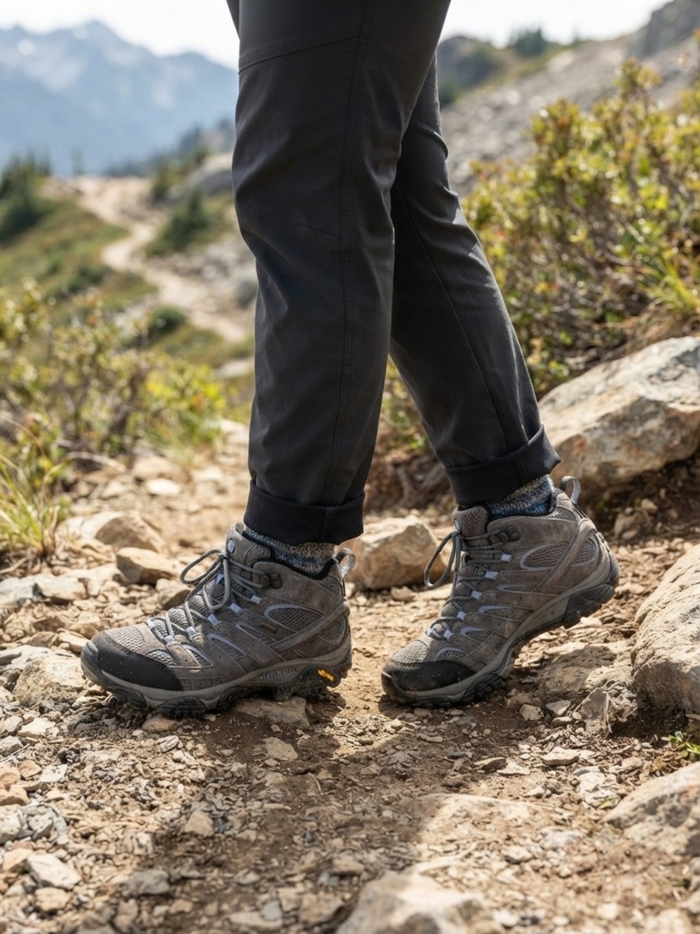 Waterproof women’s Merrell Gray and Black Vibram Trail Boots